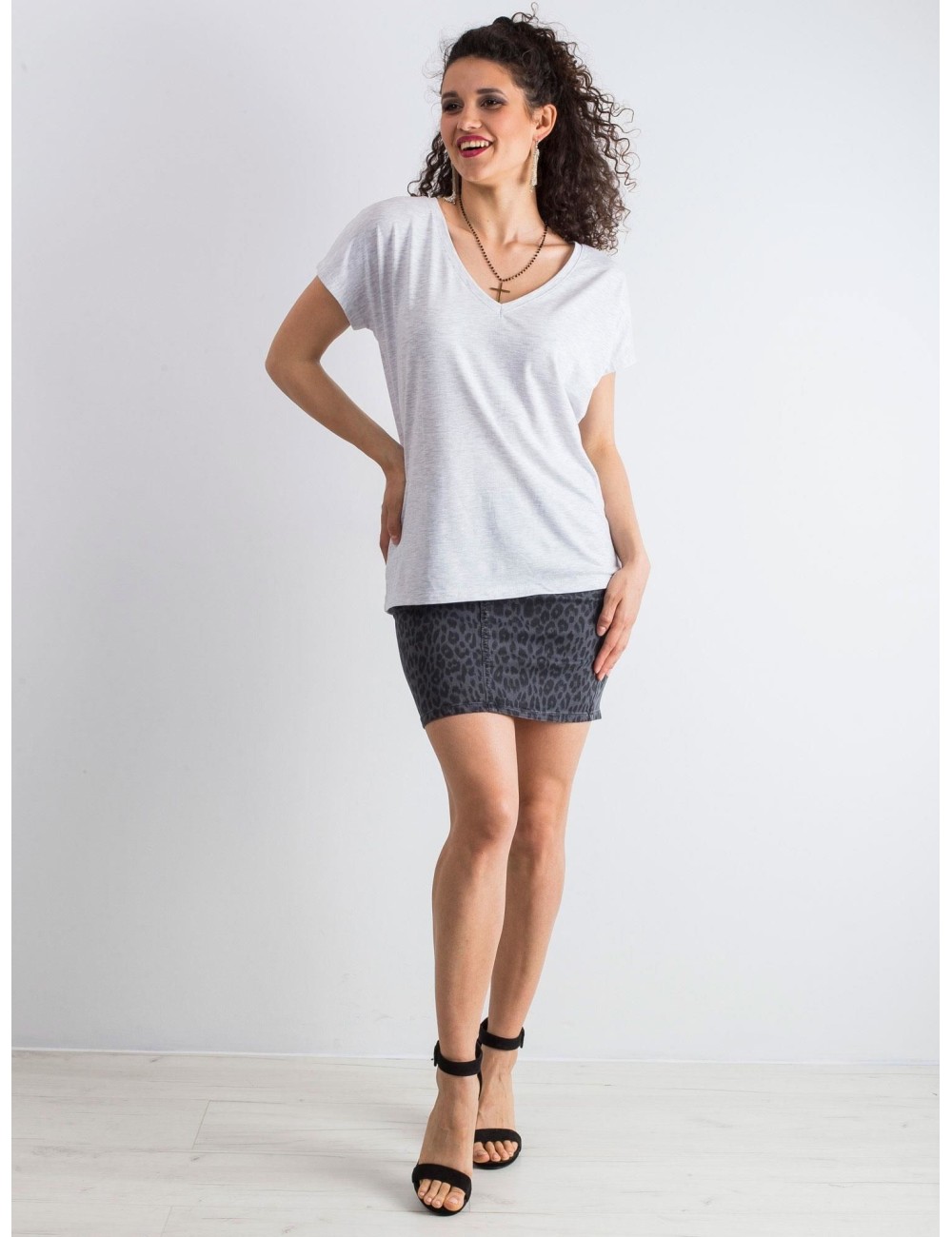 Melanżowy t-shirt V-neck