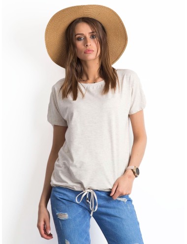 Damski melanżowy t-shirt z bawełny beżowy