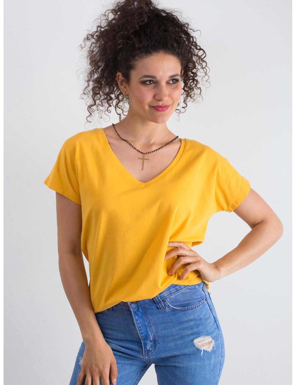 Bawełniany t-shirt V-neck