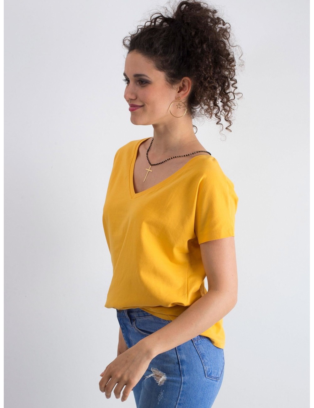 Bawełniany t-shirt V-neck