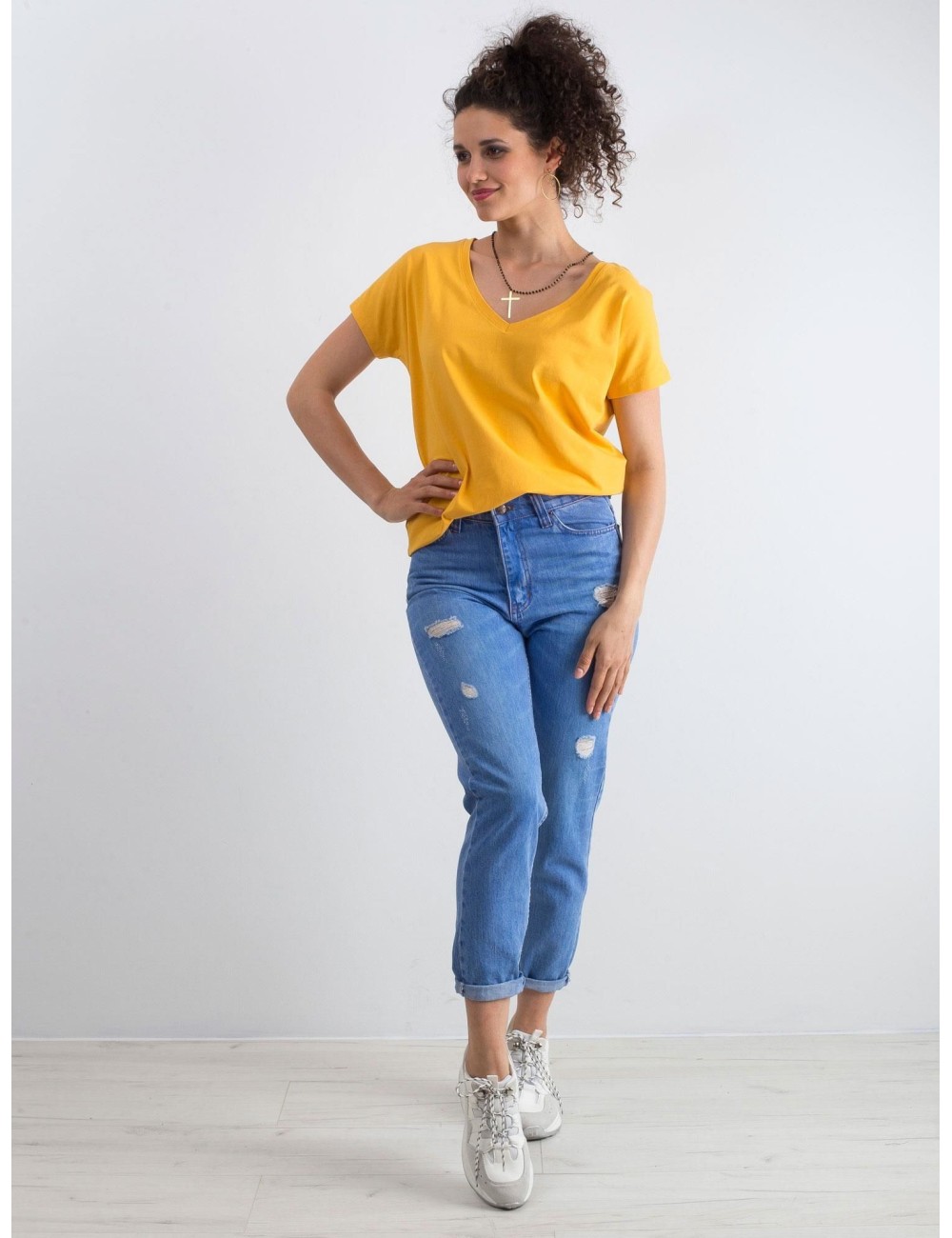 Bawełniany t-shirt V-neck