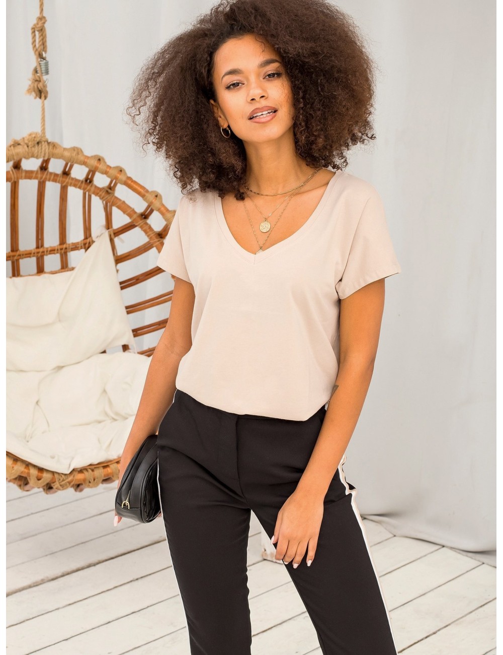 Bawełniany t-shirt V-neck