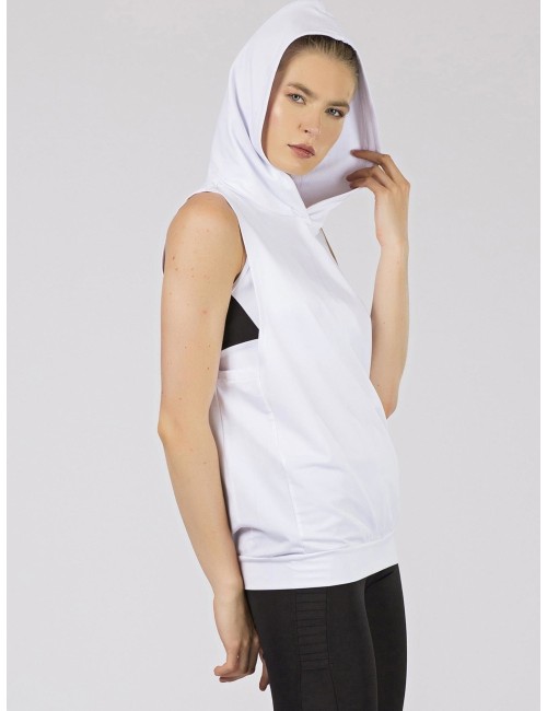 TOMMY LIFE Biała bluza z kapturem