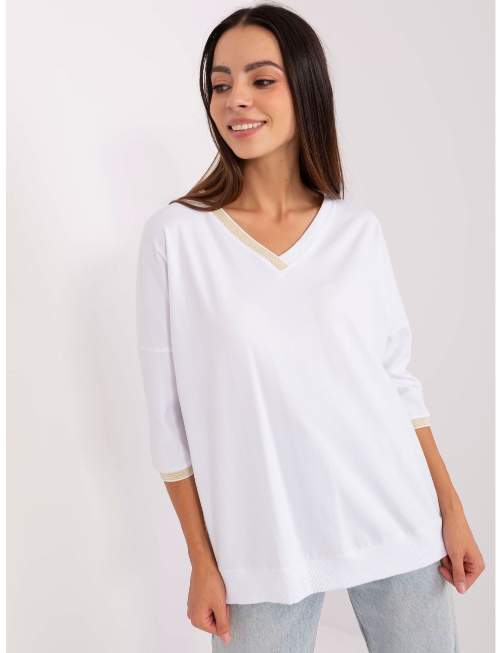 Bluzka oversize z dekoltem V RUE PARIS