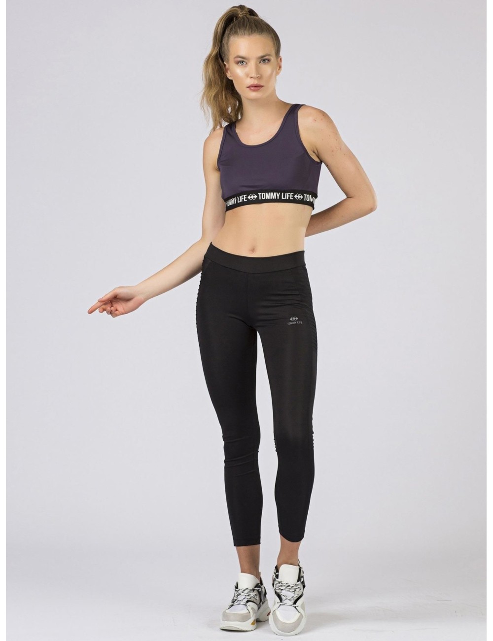 Damski top sportowy TOMMY LIFE brudnoróżowy
