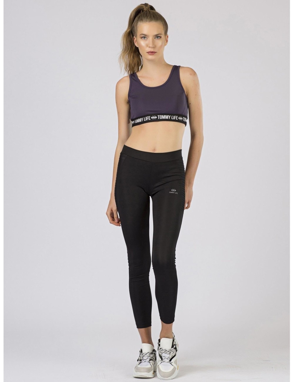Damski top sportowy TOMMY LIFE brudnoróżowy