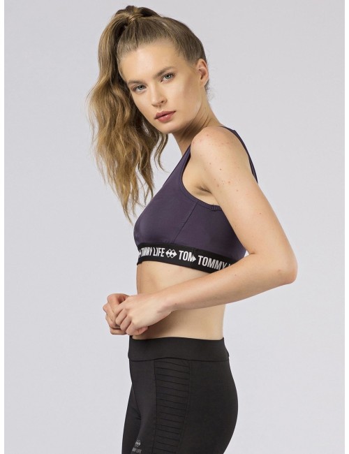 Damski top sportowy TOMMY LIFE brudnoróżowy