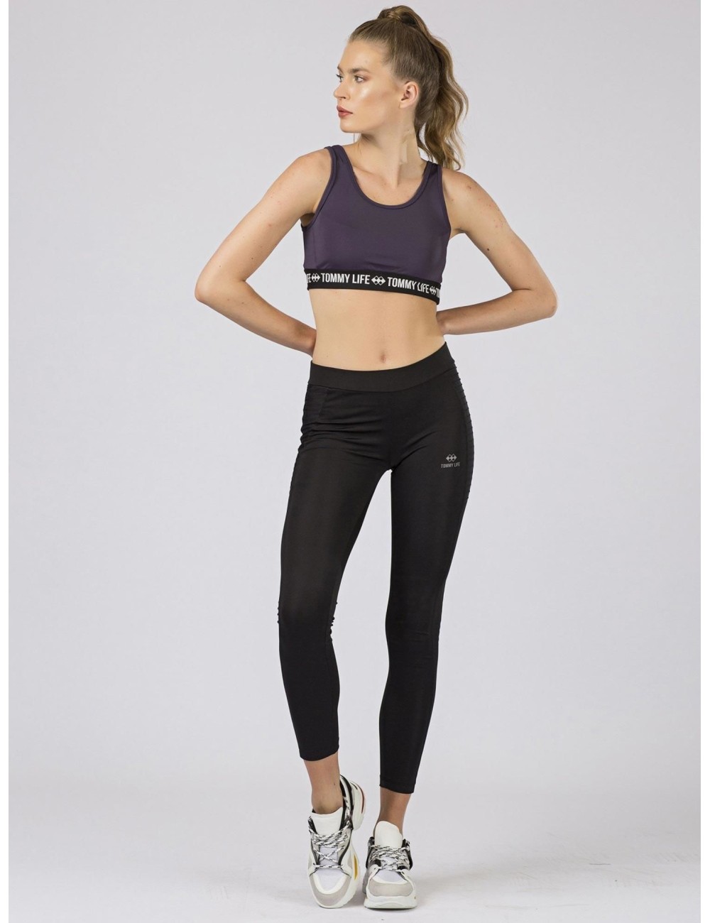 Damski top sportowy TOMMY LIFE brudnoróżowy