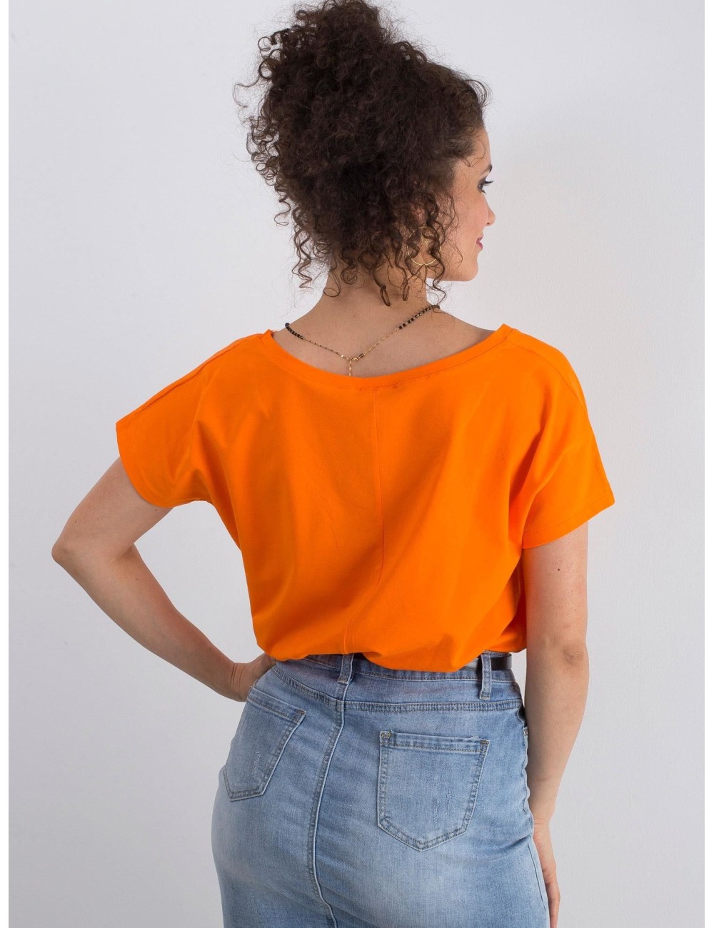 Bawełniany t-shirt V-neck fluo