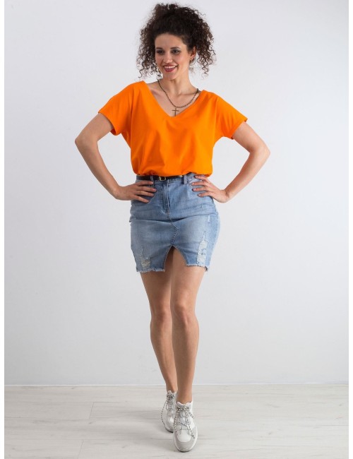 Bawełniany t-shirt V-neck fluo
