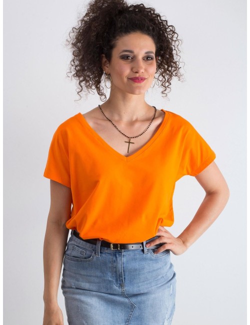 Bawełniany t-shirt V-neck fluo
