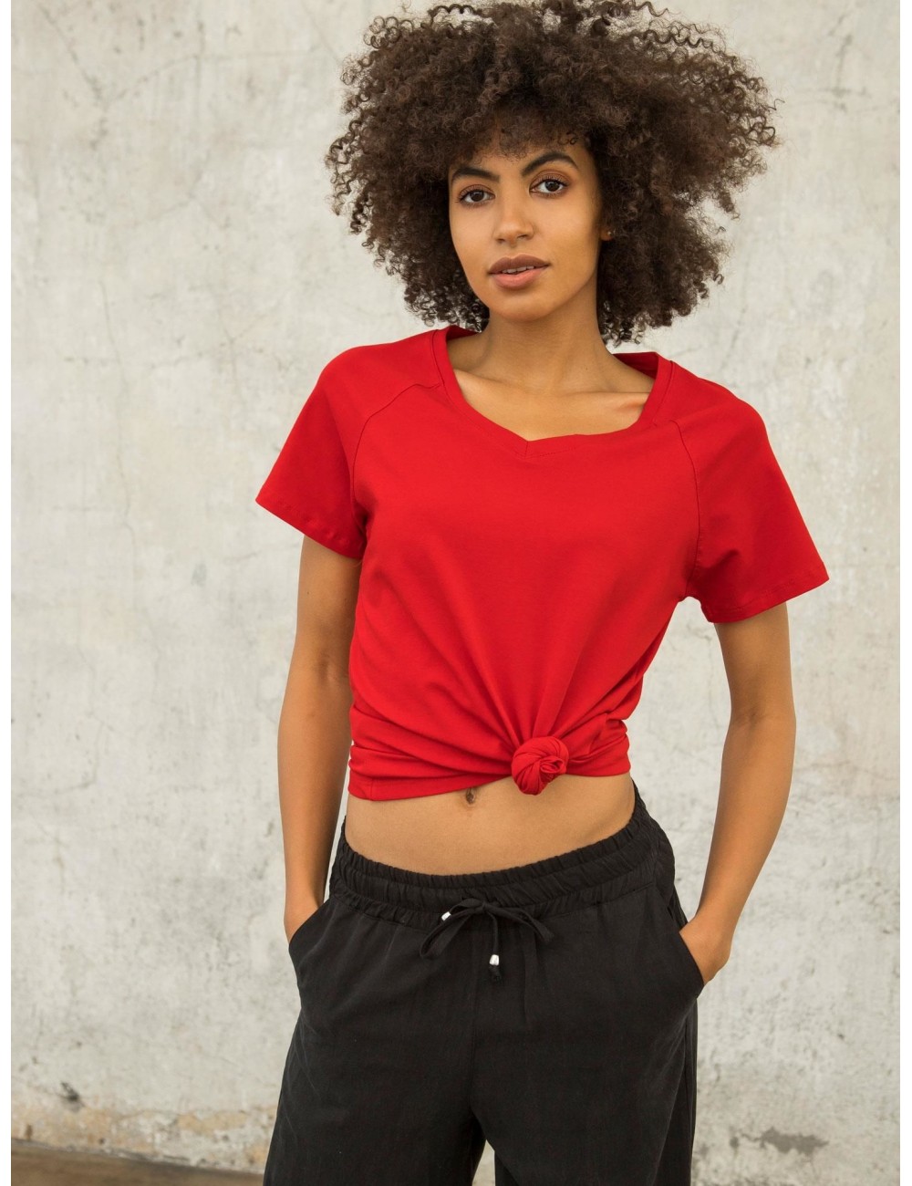 T-shirt FOR FITNESS z dekoltem w serek