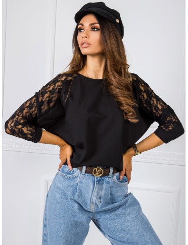 RUE PARIS Czarna bluzka oversize