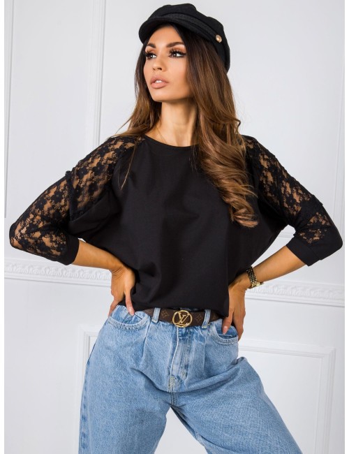 RUE PARIS Czarna bluzka oversize