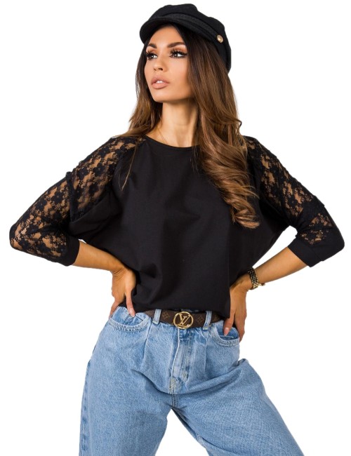 RUE PARIS Czarna bluzka oversize