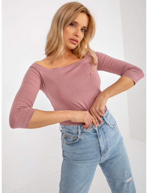 Brudnoróżowa bawełniana bluzka hiszpanka BASIC FEEL GOOD