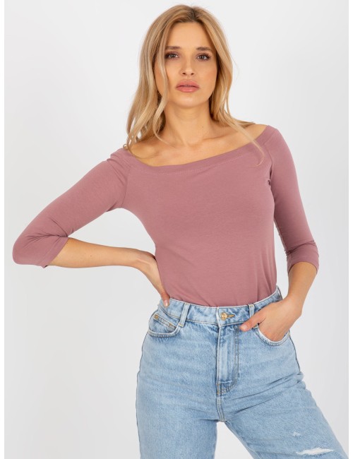 Brudnoróżowa bawełniana bluzka hiszpanka BASIC FEEL GOOD