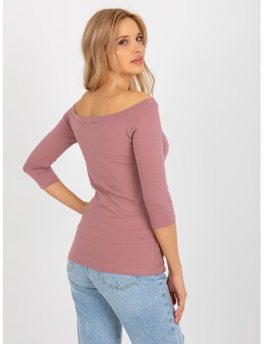 Brudnoróżowa bawełniana bluzka hiszpanka BASIC FEEL GOOD
