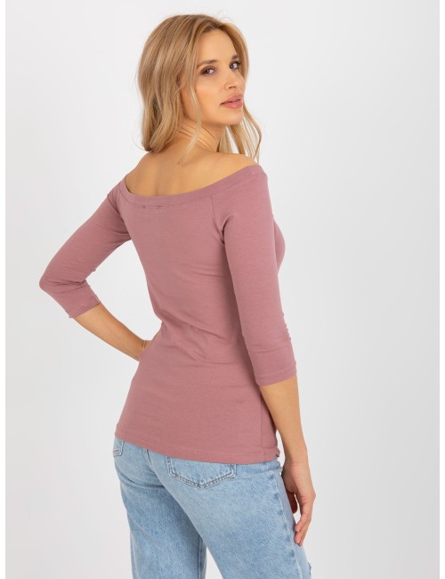 Brudnoróżowa bawełniana bluzka hiszpanka BASIC FEEL GOOD