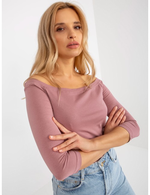 Brudnoróżowa bawełniana bluzka hiszpanka BASIC FEEL GOOD