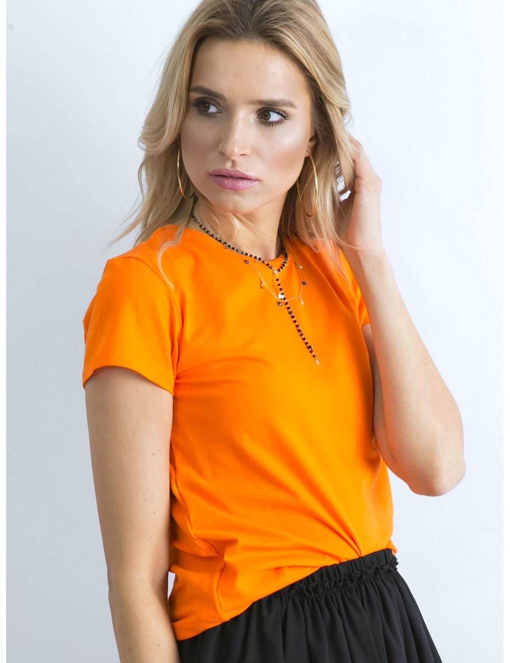 Fluo pomarańczowy damski t-shirt z bawełny Peachy