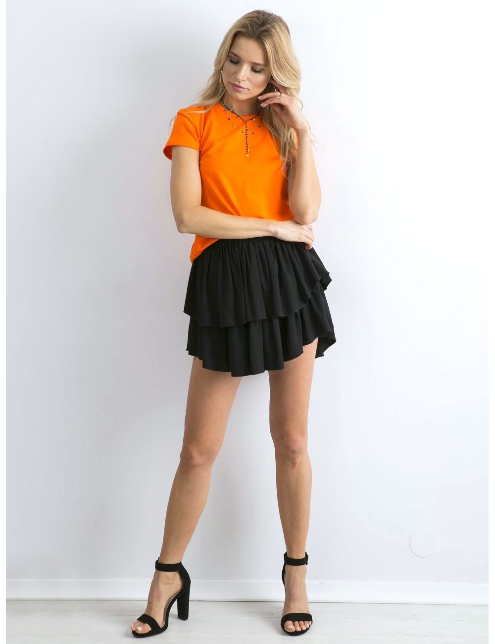 Fluo pomarańczowy damski t-shirt z bawełny Peachy