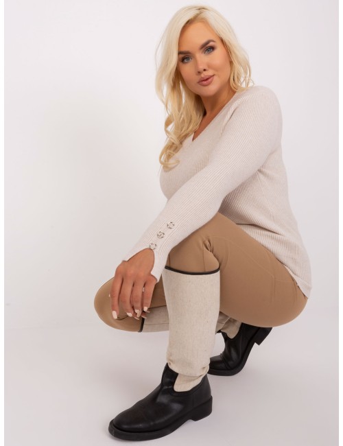 Damski sweter plus size z dekoltem V