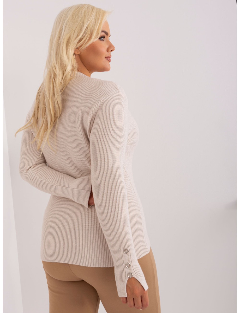 Damski sweter plus size z dekoltem V