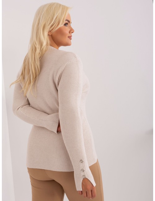 Damski sweter plus size z dekoltem V