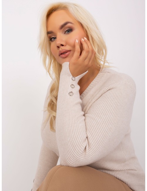 Damski sweter plus size z dekoltem V