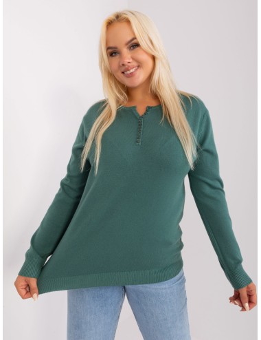Kremowy damski sweter plus size z guzikami