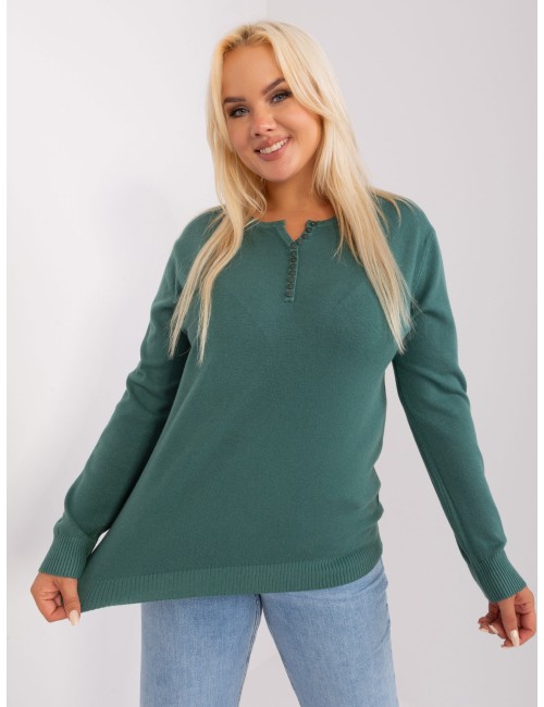 Kremowy damski sweter plus size z guzikami