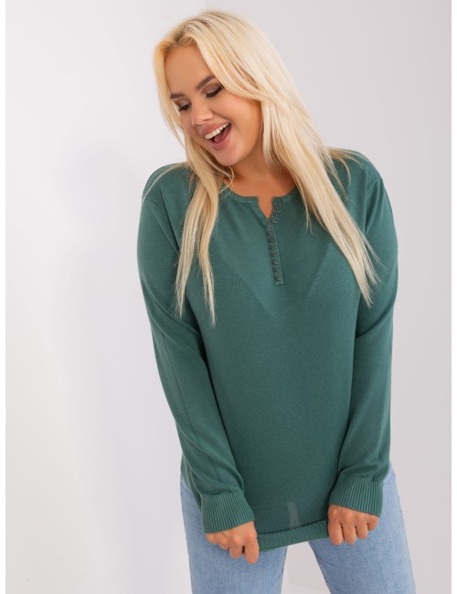 Kremowy damski sweter plus size z guzikami