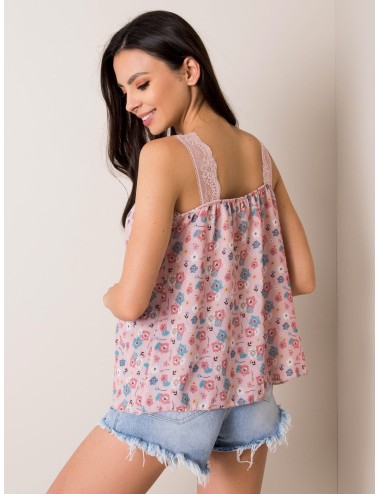 SUBLEVEL Miętowy top w kwiaty