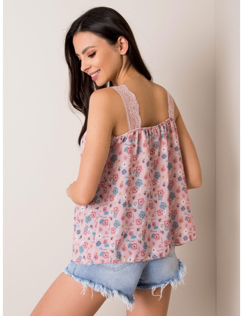 SUBLEVEL Miętowy top w kwiaty