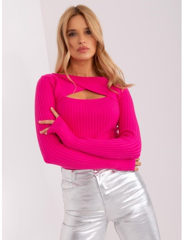 Sweter w prążek z wycięciem