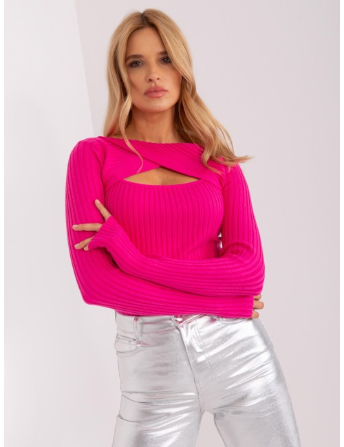 Sweter w prążek z wycięciem