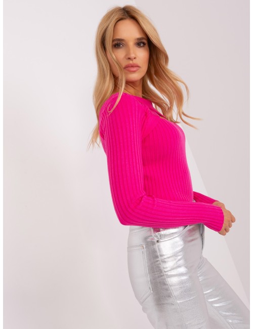 Sweter w prążek z wycięciem
