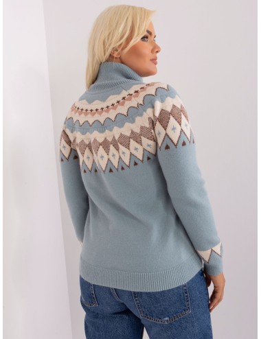 Miętowy damski sweter plus size z golfem