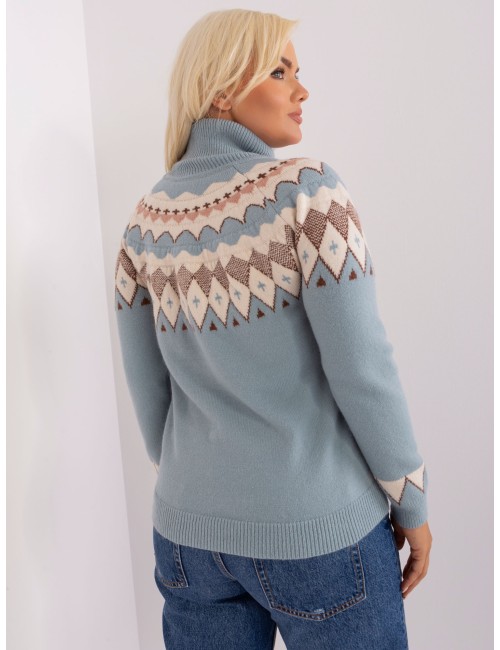 Miętowy damski sweter plus size z golfem