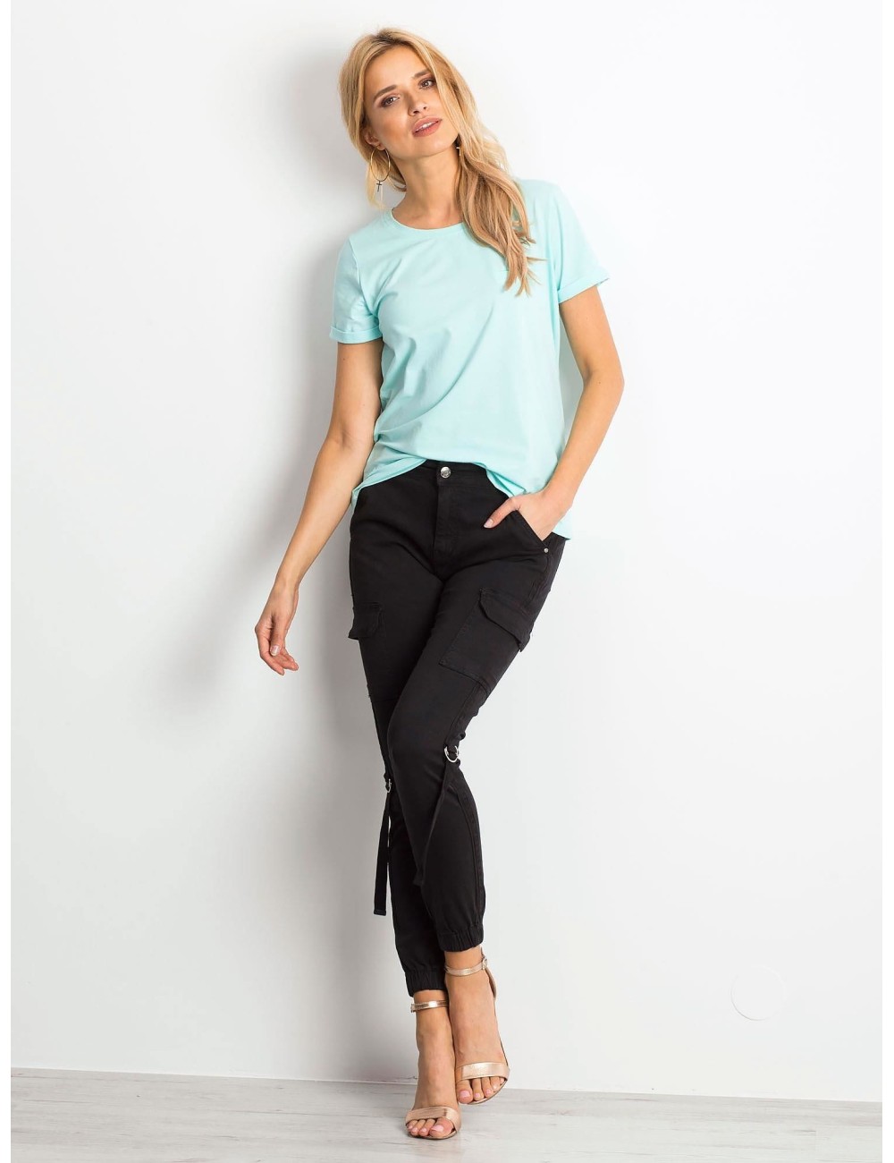 Bawełniany t-shirt damski basic miętowy