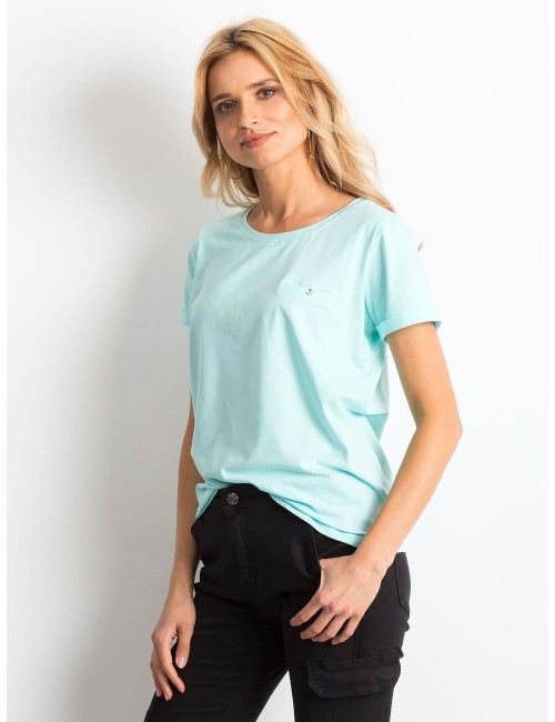 Bawełniany t-shirt damski basic miętowy