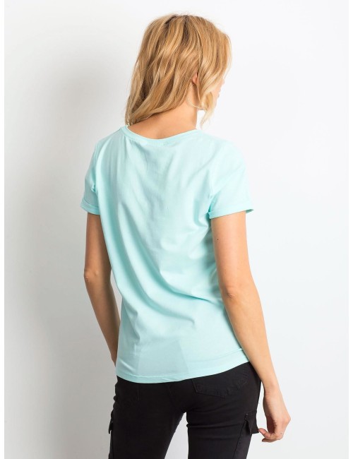 Bawełniany t-shirt damski basic miętowy