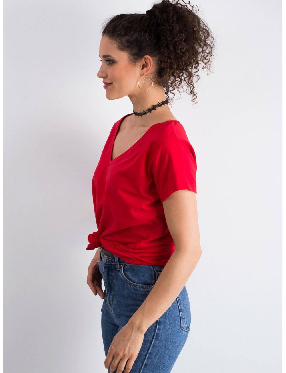 Bawełniany t-shirt V-neck