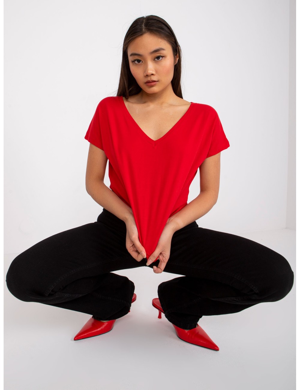 Bawełniany t-shirt V-neck