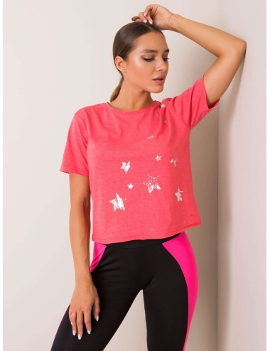 FOR FITNESS Koralowy t-shirt bawełniany