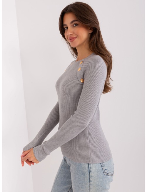 Sweter klasyczny z ozdobnymi guzikami