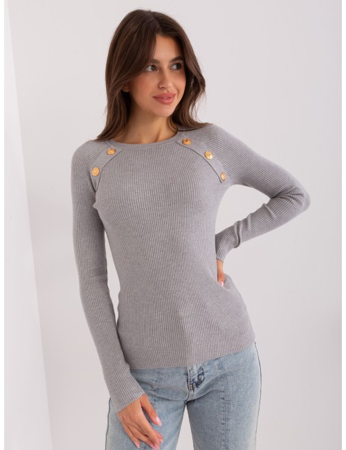 Sweter klasyczny z ozdobnymi guzikami
