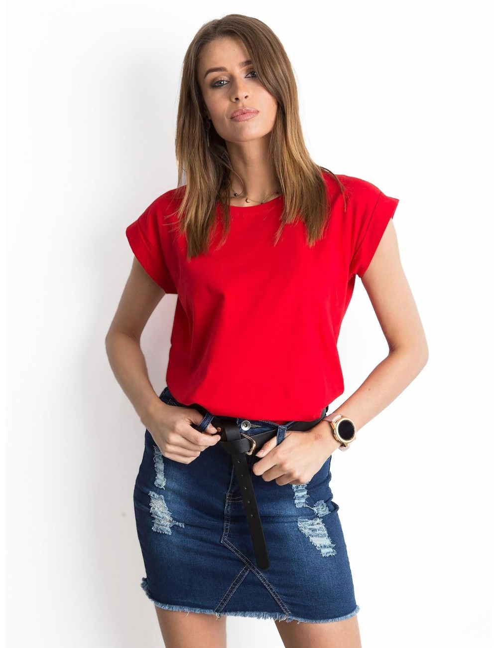 Gładki t-shirt damski