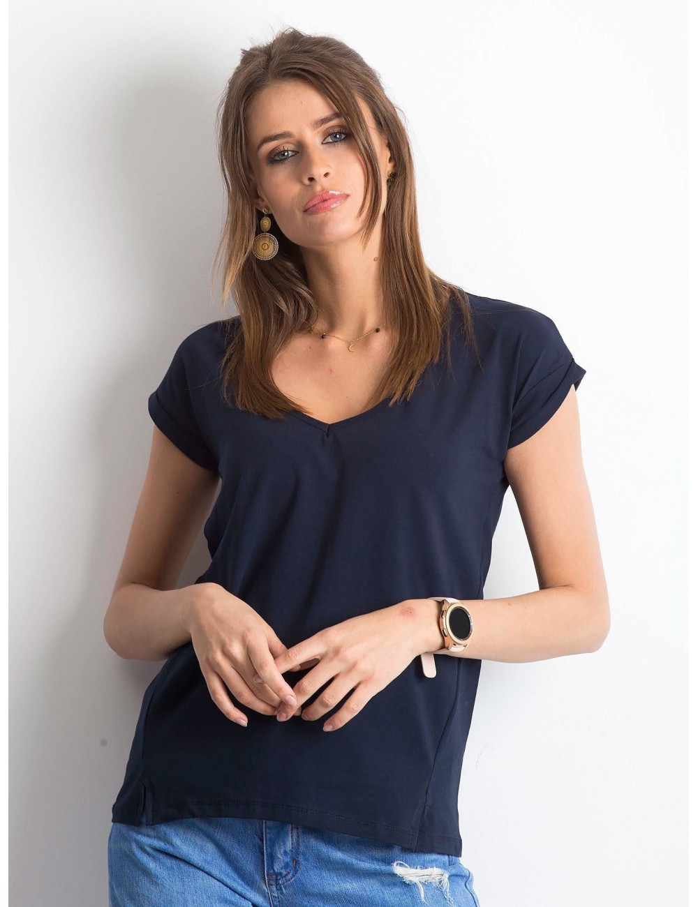 Bawełniany t-shirt w serek